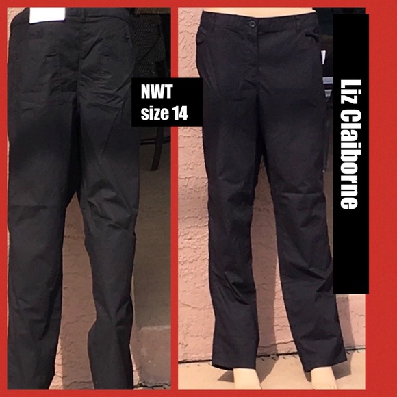 Liz Claiborne Classic Poplin Crop Black Pants - Picture 10 of 10